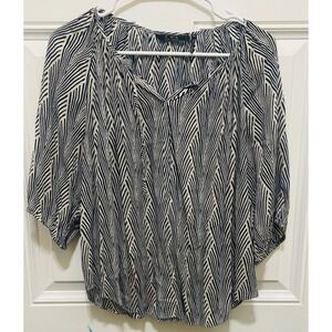 ZOA New York Blouse‎ Top Tunic V-Neck Geometric Print Flowy XS
